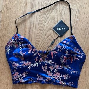 Zaful Kimono Print Fabric Crop Top